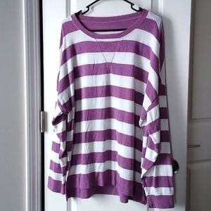 Belle long sleeve top purple white large
